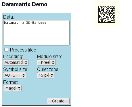 Datamatrix WEB-based demo application