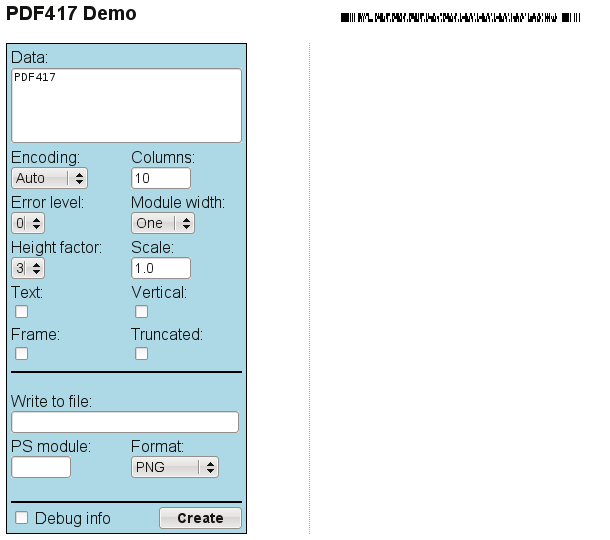 PDF417 WEB-based demo application